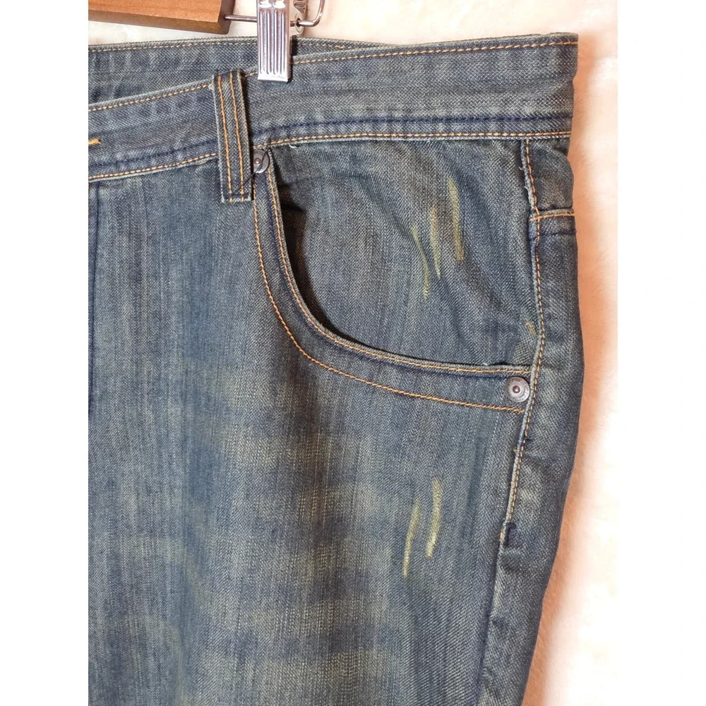 Five Elementz Mens Blue Denim Straight Leg Jeans W42 L32 Zipper‎ Back Pockets